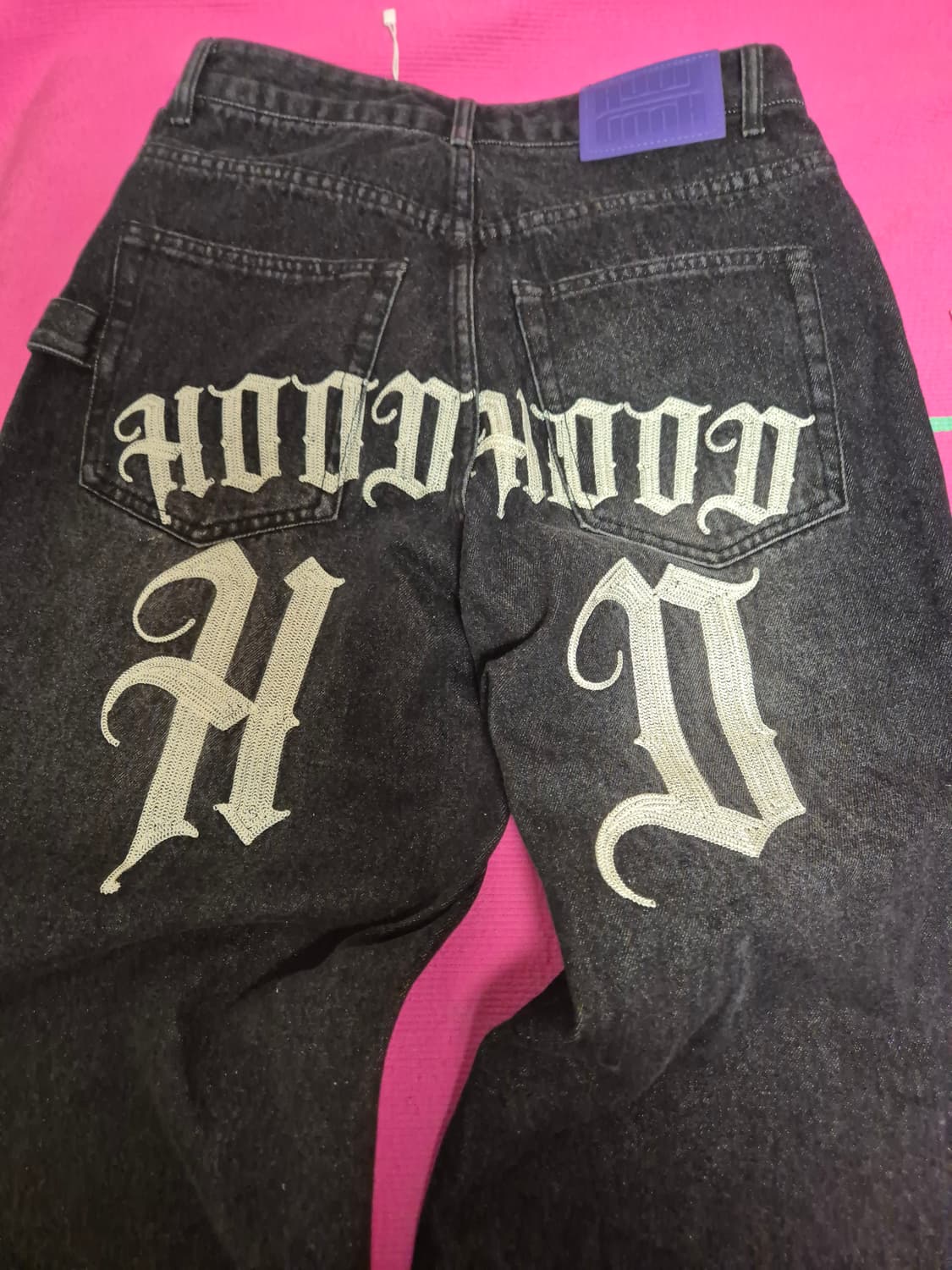 후드후드 블랙 흑청 데님 팬츠 상품이미지4