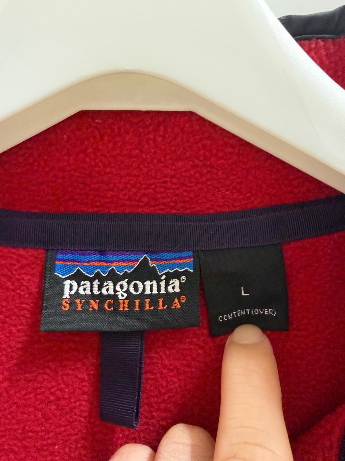 90s 파타고니아 신칠라 스냅티 레드 블랙 L 상품이미지5