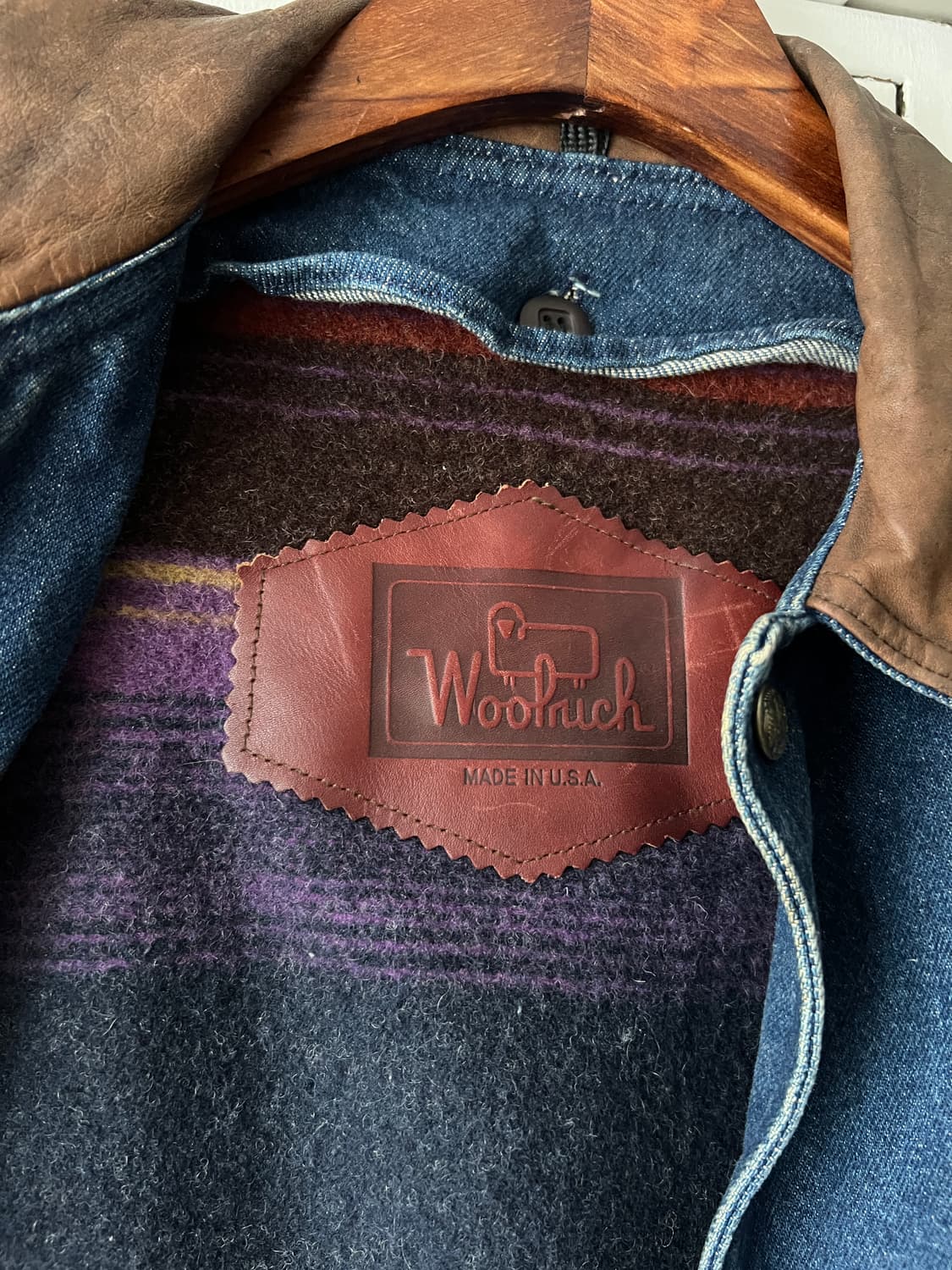[S]90's 울리치 Made in USA 네이티브 블랭킷 데님 코트 상품이미지6