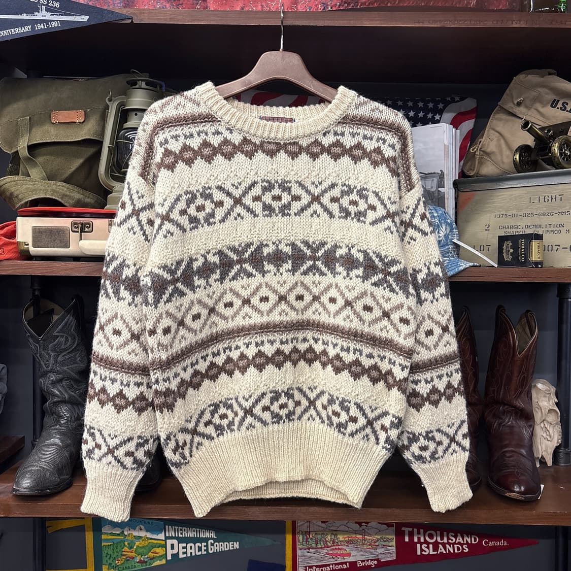 빈티지 클래식 페어아일 자카드 울 스웨터 상품이미지1