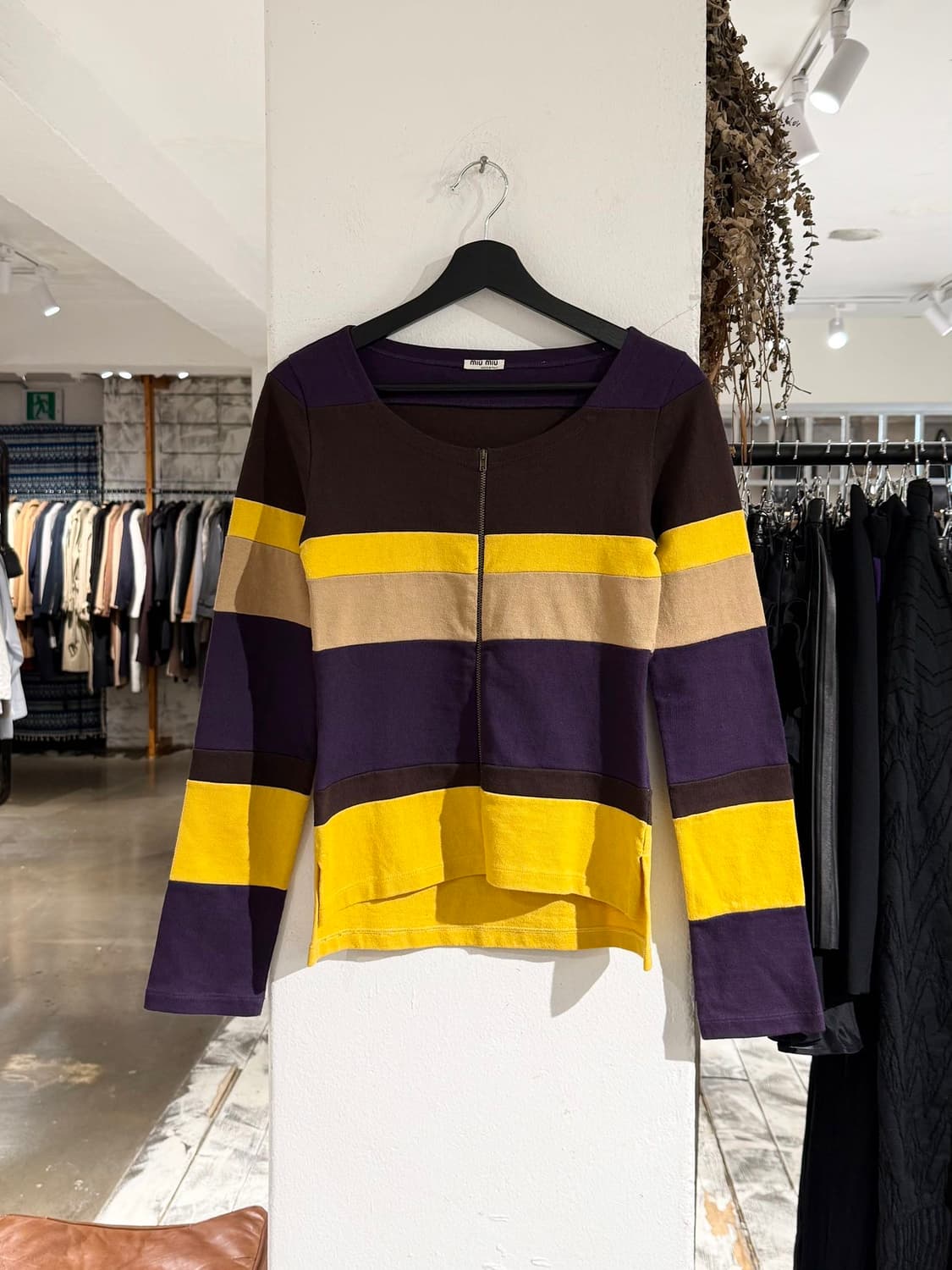 미우미우 멀티컬러 스트라이프 코튼 집업 가디건 상품이미지1