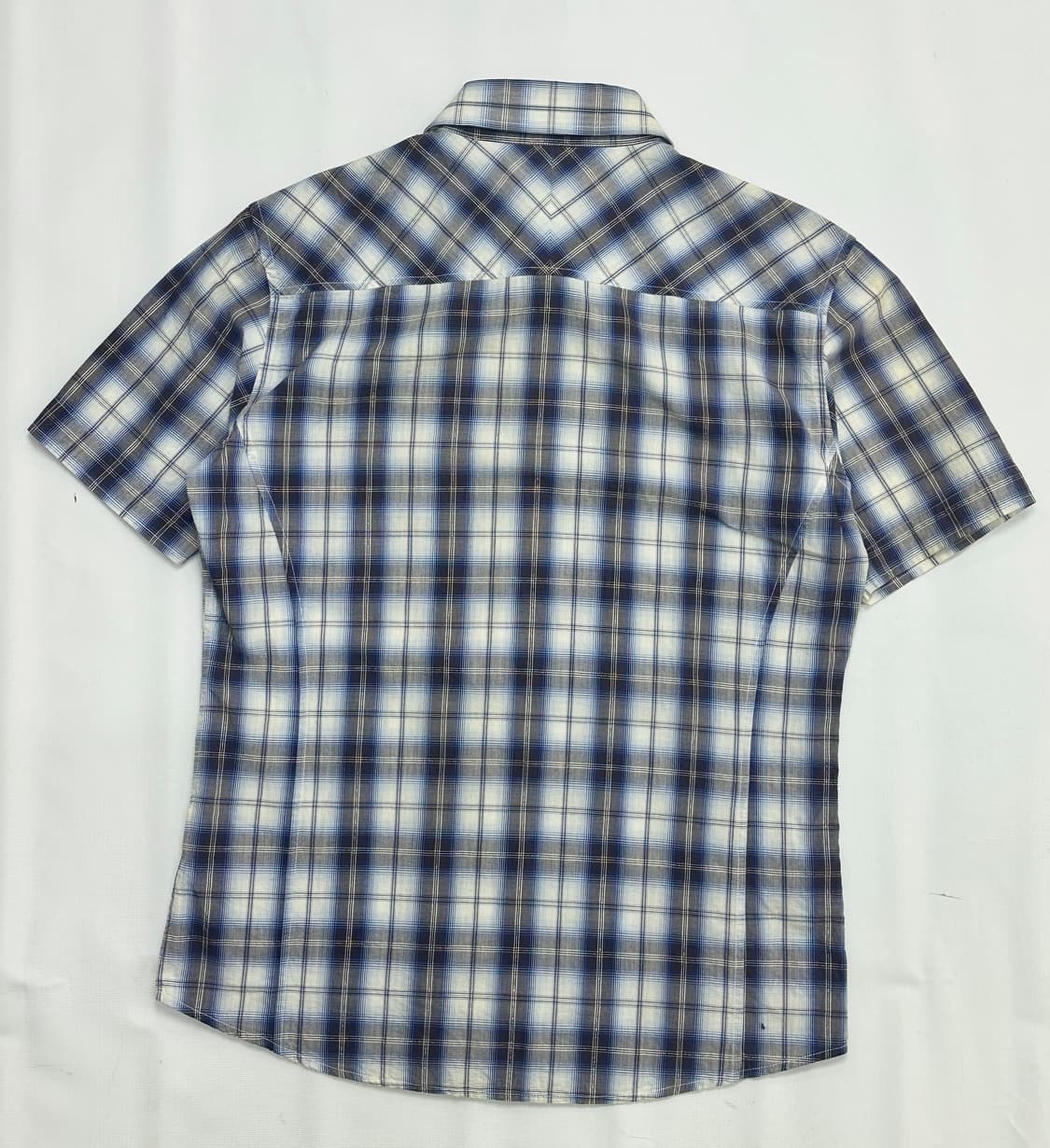 TETE HOMME 보헤미안 펑크 블루 체크 카라 셔츠 일본 빈티지 상품이미지3