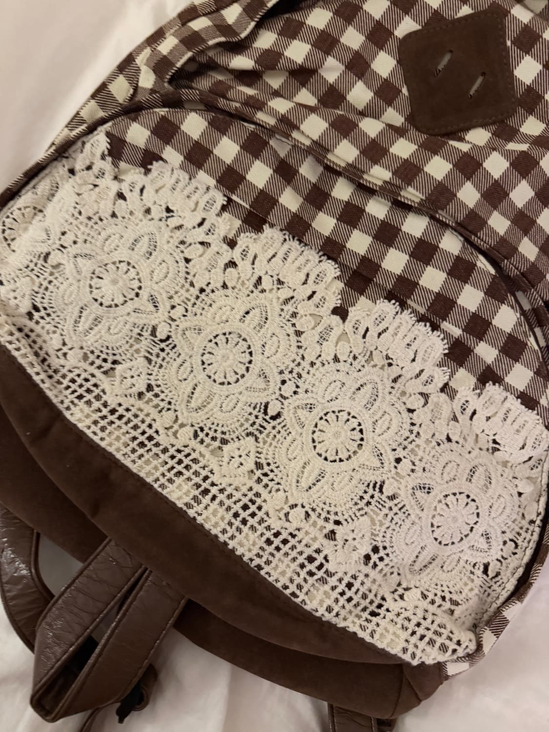 일본 페어리그런지 초코레이스 체크 백팩 모리걸 상품이미지4