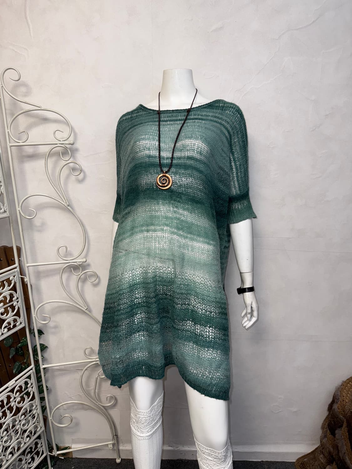 Blue green gradient mohair knit ops 상품이미지1