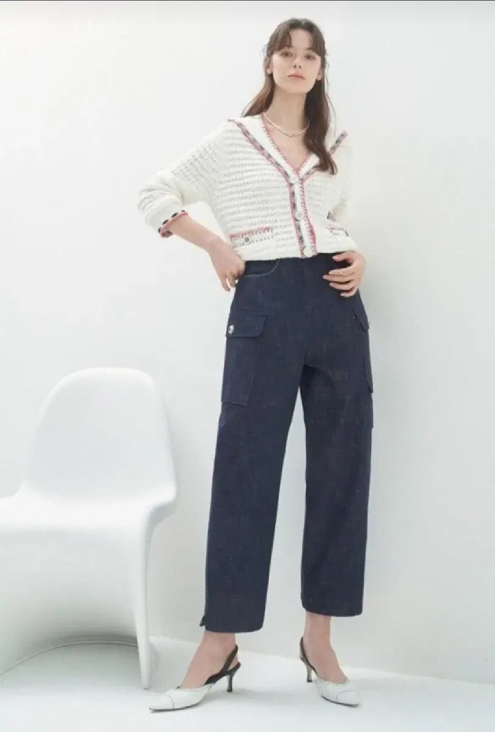 여성 free 마인 세일러 칼라 니트 가디건 상품이미지1