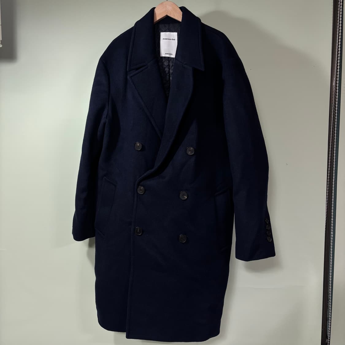 L 앤더슨벨 다크네이비 캐시미어블랜드 더블코트 상품이미지1