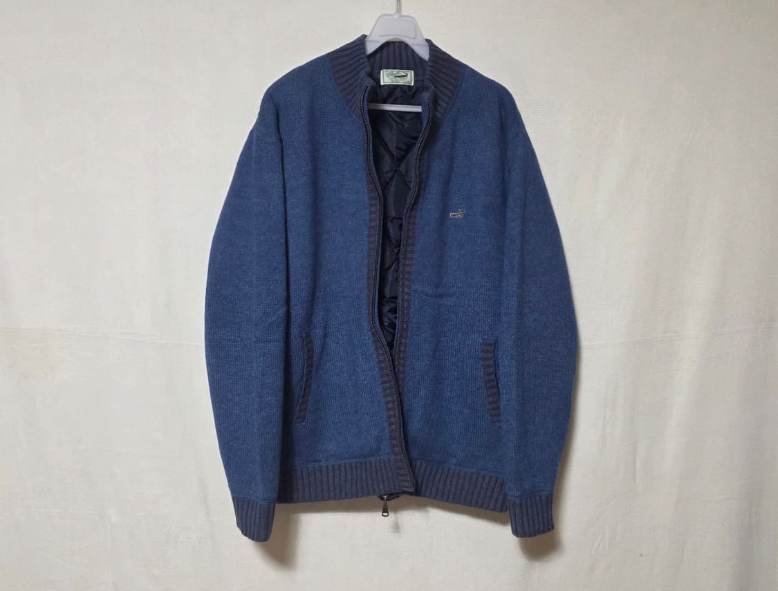 [풀집업/LL] 일본 크로커다일 남성 퀼팅 안감 울 혼방 니트 가디건 상품이미지4