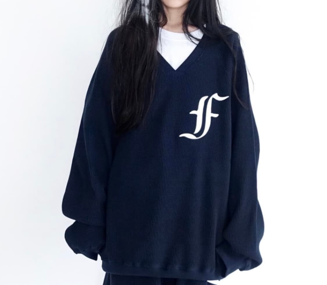 샵페어리 와플니트맨투맨 네이비 상품이미지1