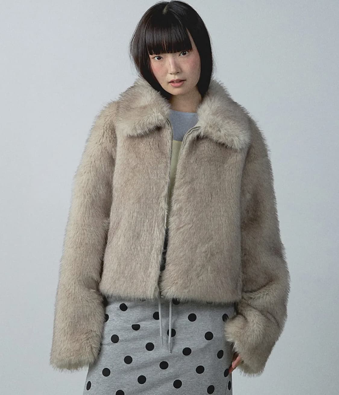 유희 롱헤어 퍼자켓 베이지 상품이미지1