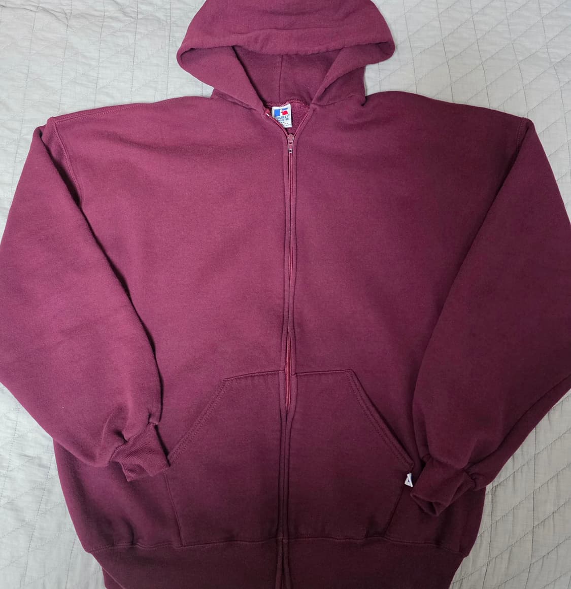 [XXL] 90s USA 빈티지 러셀 후드 집업 페이디드 버건디/퍼플 상품이미지1