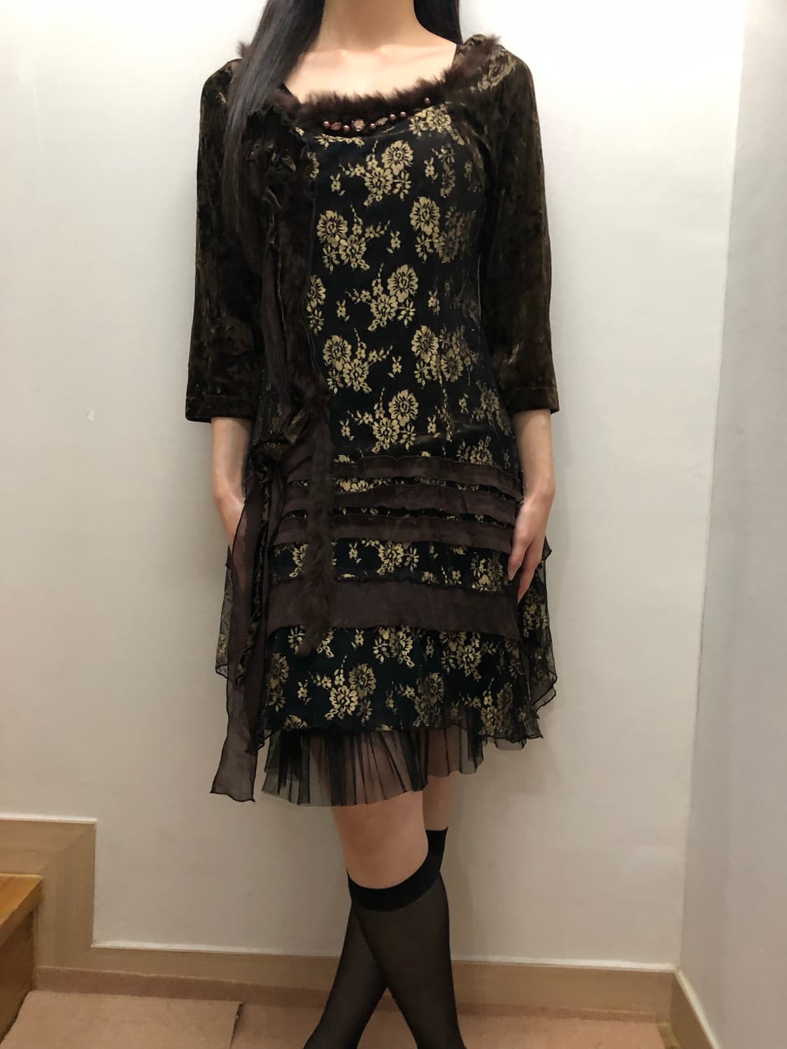 빈티지 브라운 오리엔탈 퍼 원피스 상품이미지8