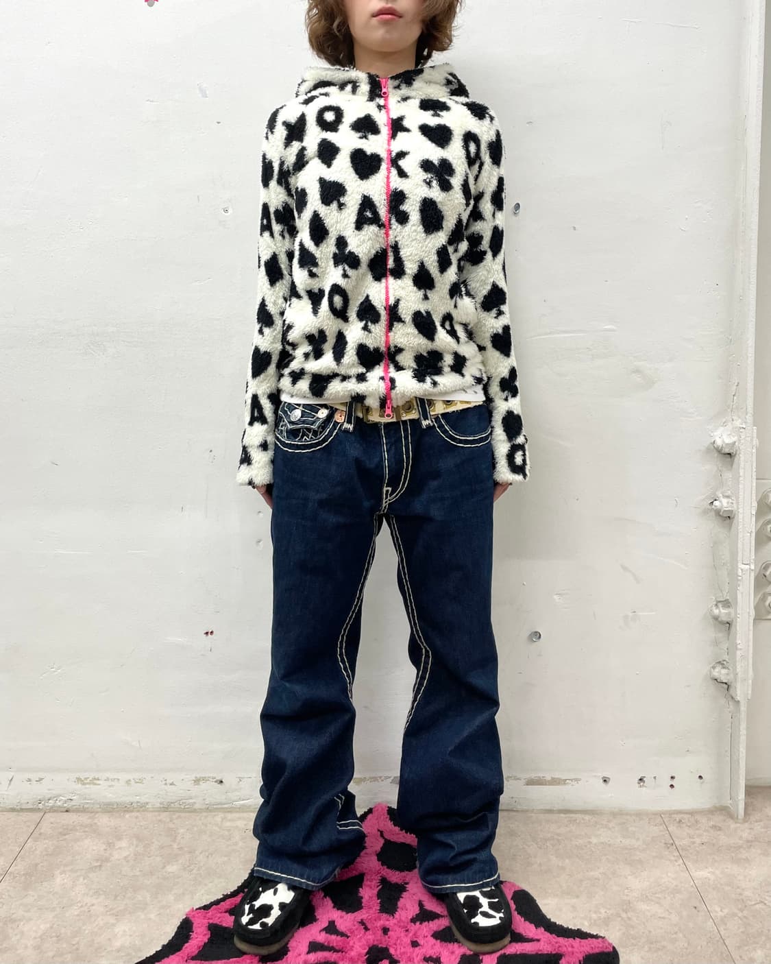 Black and white poker fleece 상품이미지5