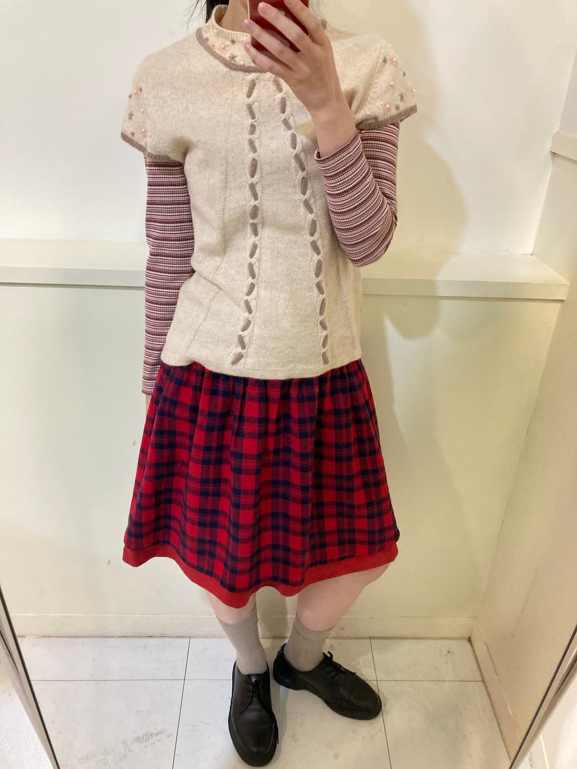 모리걸 진주디테일 캡소매 레이어드 니트 상품이미지9