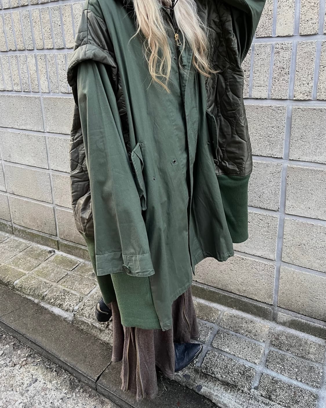 나나서카 군용 야상 리빌드 롱 코트 상품이미지6