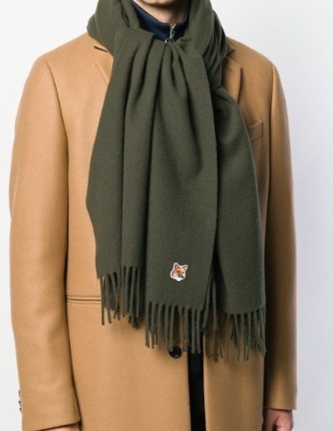 메종키츠네 폭스헤드 울 머플러 카키베이지 상품이미지3