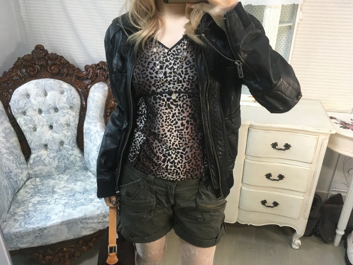 빈티지 블랙 리얼레더 봄버 자켓 상품이미지1