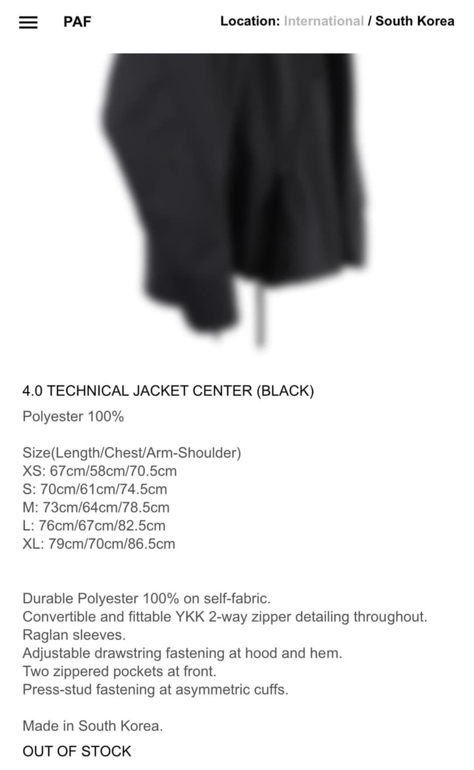 Post Archive Faction 4.0 테크니컬 자켓 XL 상품이미지4