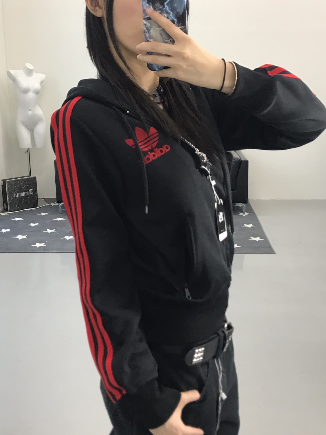 Adidas Black & Red Firebird Zip Up Hood 상품이미지3
