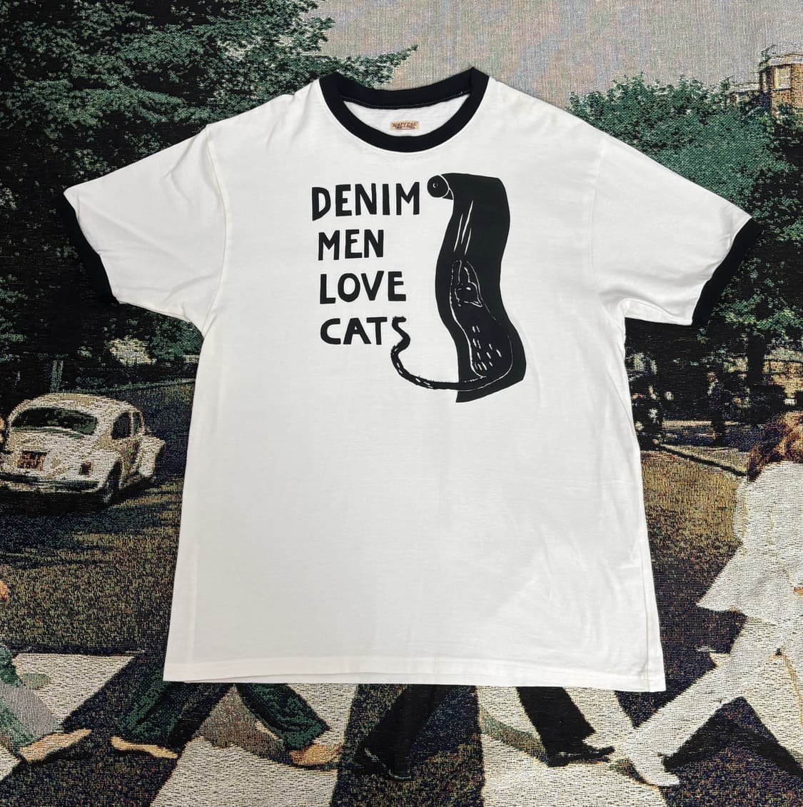 캐피탈 20 저지 링거 티셔츠 데님 맨 러브 캣 스크래치 Pt 화이트 상품이미지1