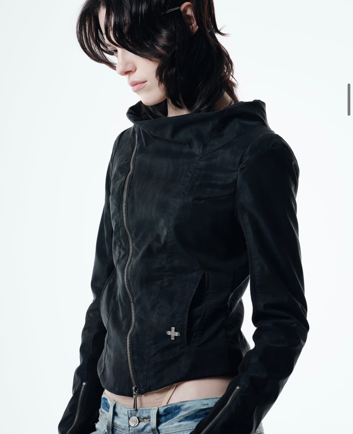 2000 아카이브 블랙 레더 자켓 상품이미지5