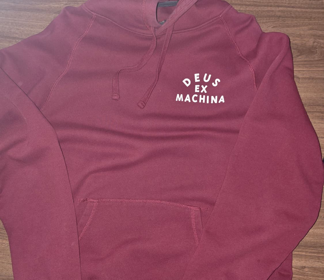 데우스엑스마키나 버거디 후드티 상품이미지2
