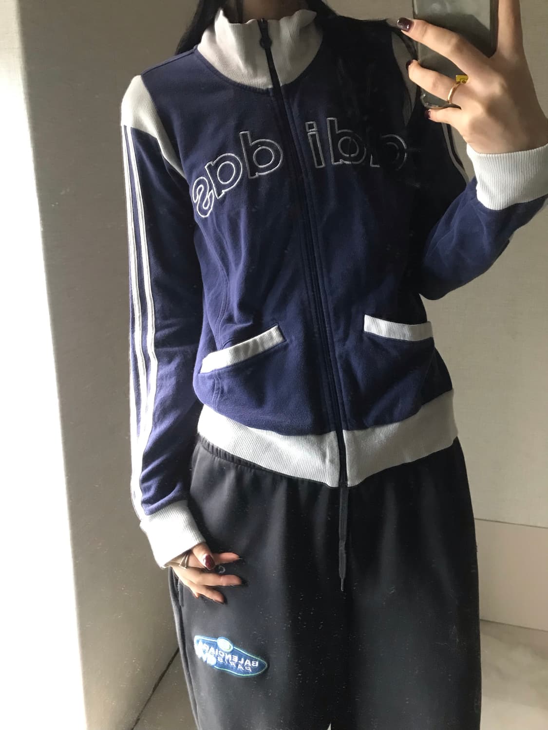 아디다스 00s 네이비 벨루어 빅로고 져지 상품이미지2