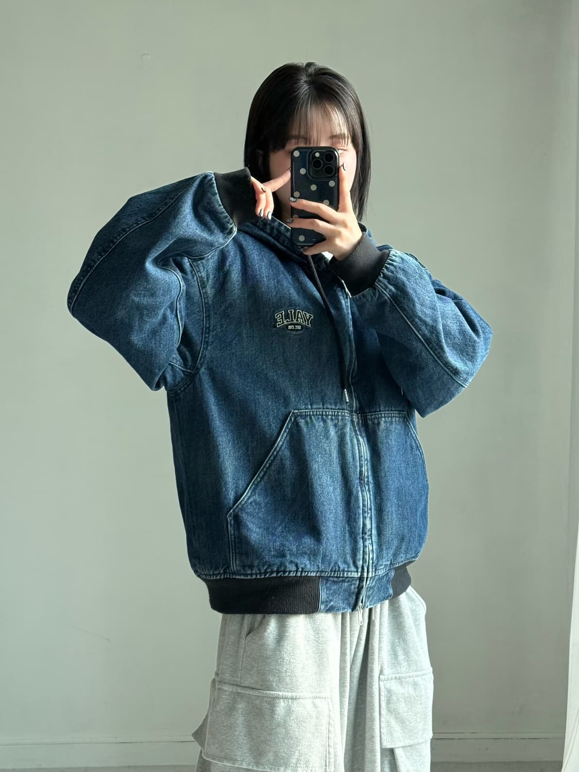 Yale 누빔 데님 후드 자켓 상품이미지3