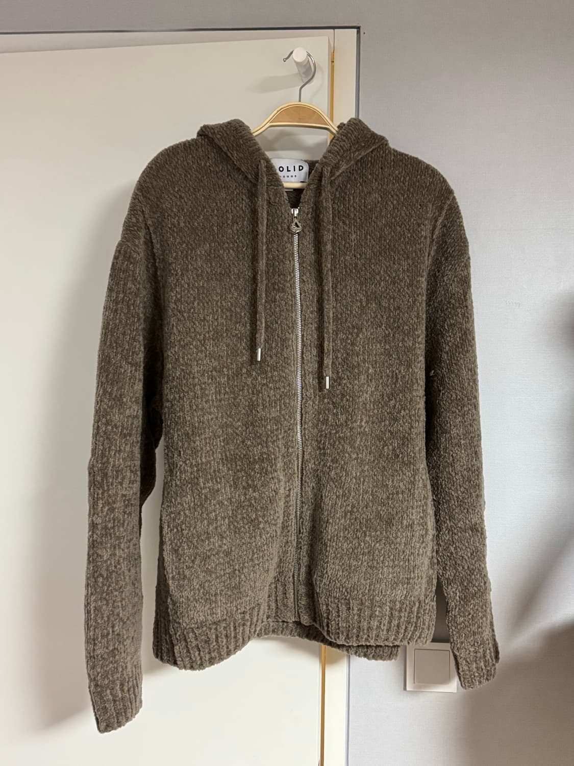 (50 사이즈) 솔리드옴므 23FW 브라운 니트 집업 후드 상품이미지1