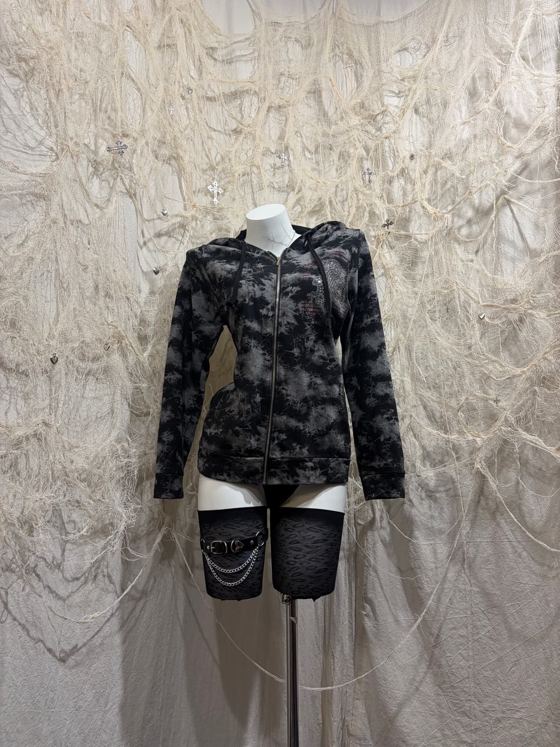 Y2K tie-die cubic mouse hoodie zip up 상품이미지1