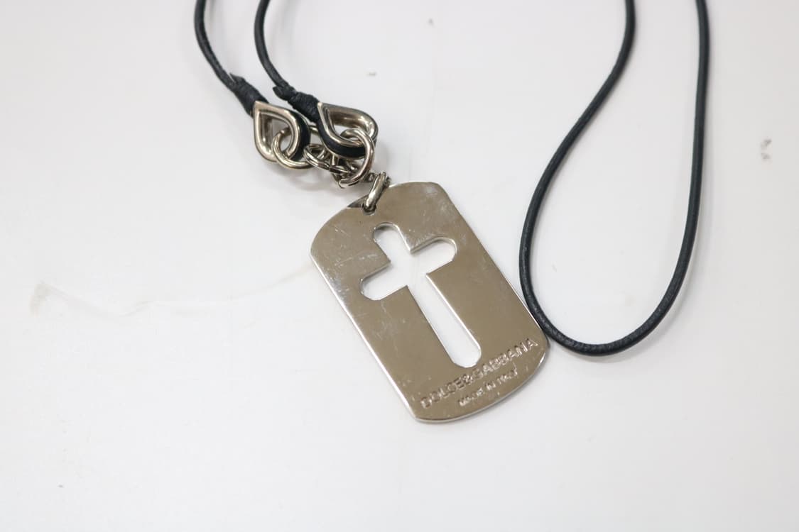 돌체앤가바나 빈티지 큐빅 크로스 도그택 실버 목걸이 상품이미지6