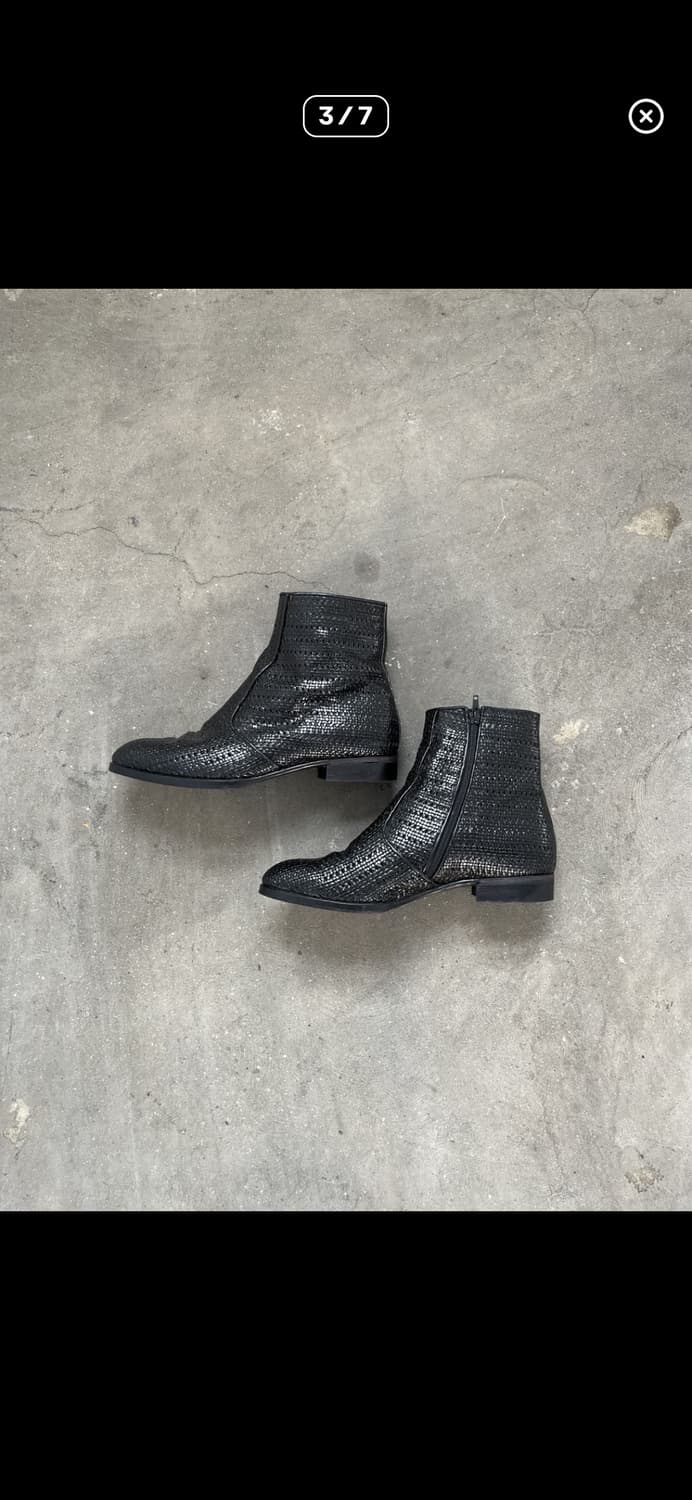 위빙텍스쳐 레더 앵클부츠 상품이미지2