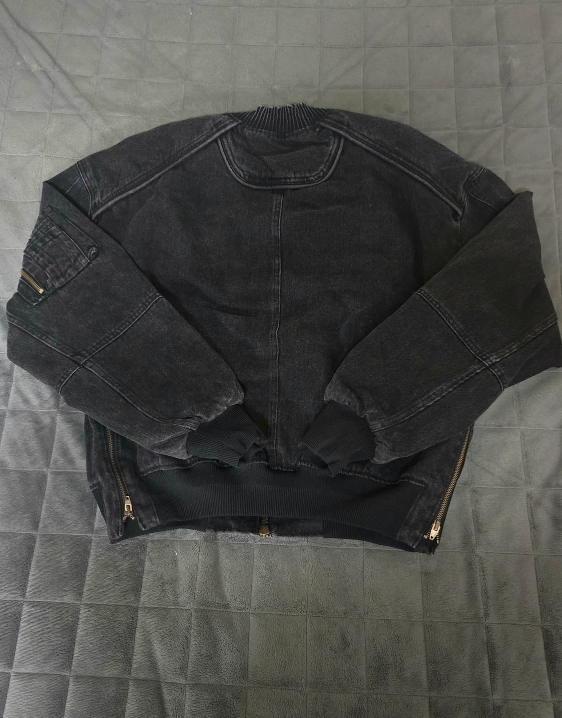 준지 흑청 데님 트러커 마원 MA-1 자켓 점퍼 46사이즈 상품이미지6