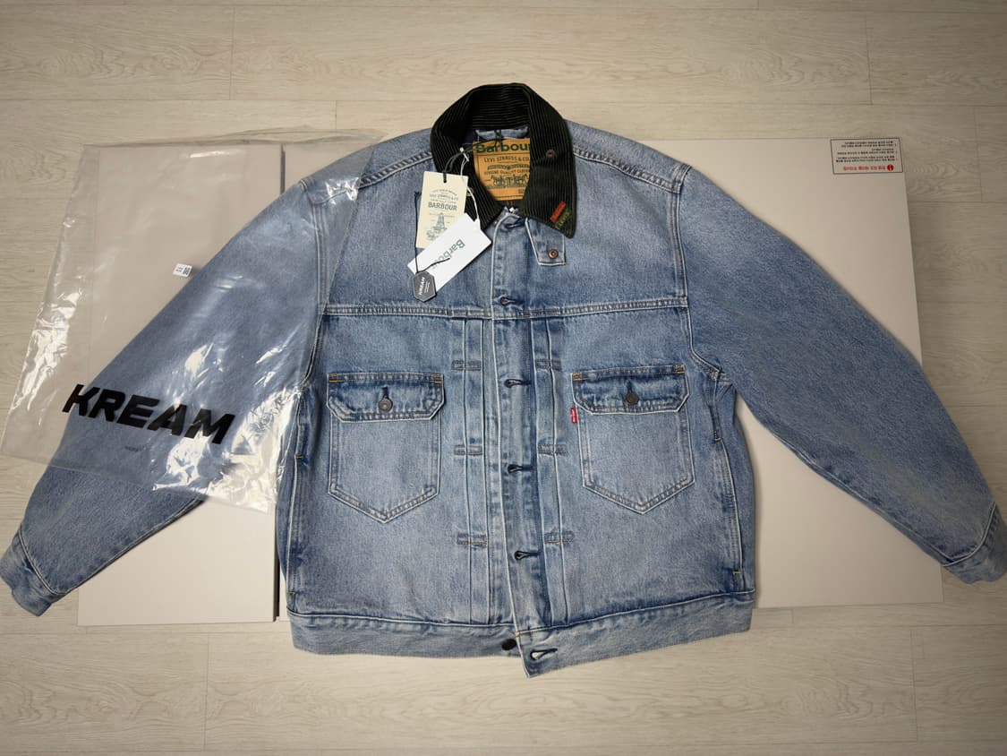 리바이스 x 바버 타입 II 트러커 자켓 빈티지 워시드 데님 상품이미지1