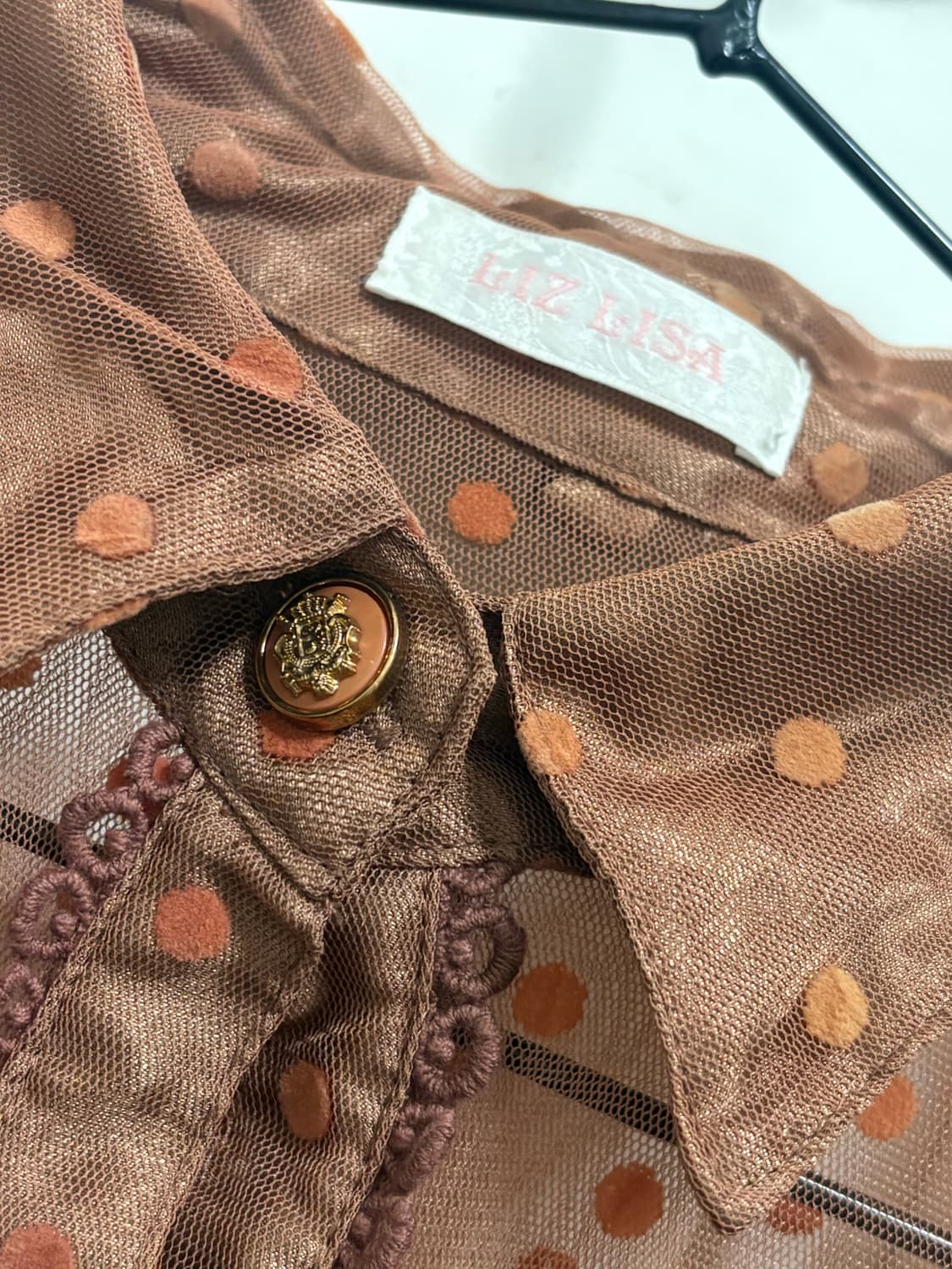 리즈리사🍫🤎) 라떼 갸루 빈티지 도트 패턴 샤 원피스 상품이미지5