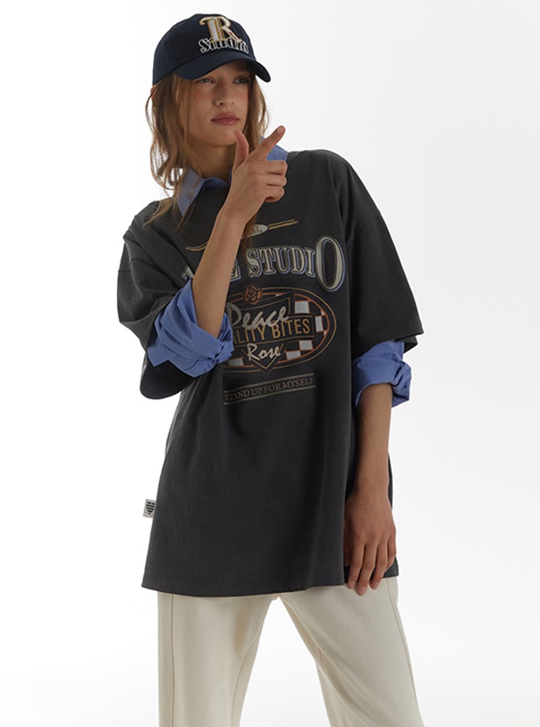 레이브 Checker Board Graphic T-shirt Grey 상품이미지2