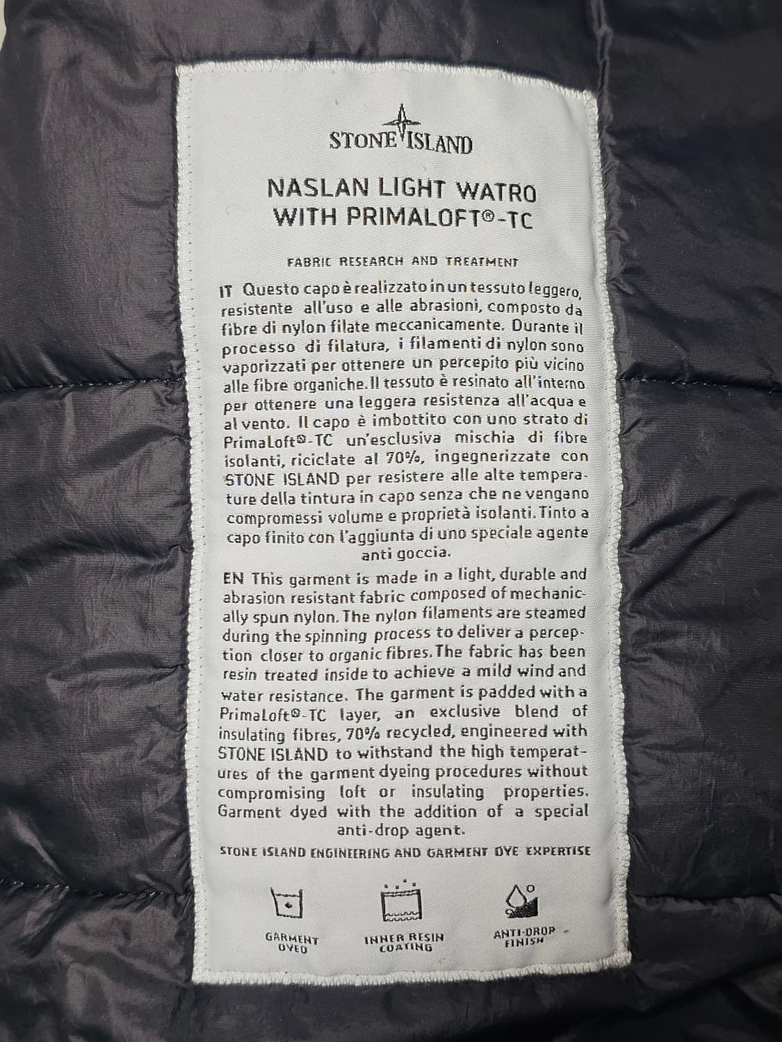 스톤아일랜드 나슬란 프리마로프트 자켓 상품이미지6