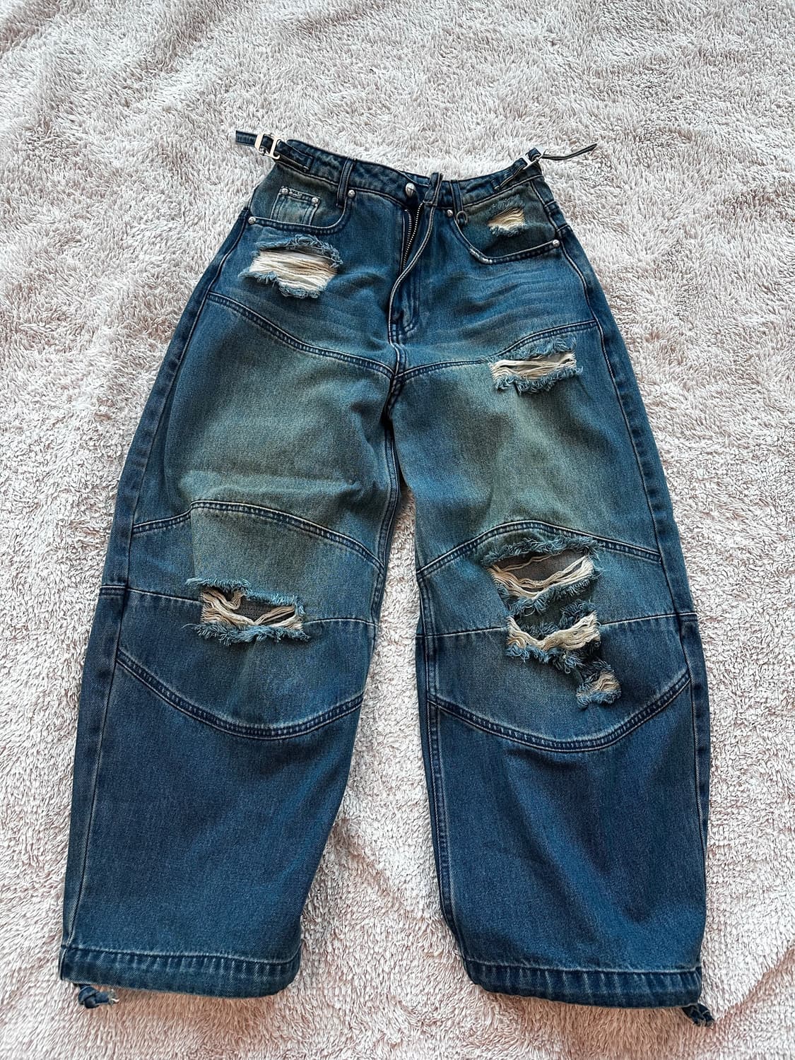 배드블러드 폴아웃 컨벡스 데님 팬츠 - 미드블루 상품이미지2