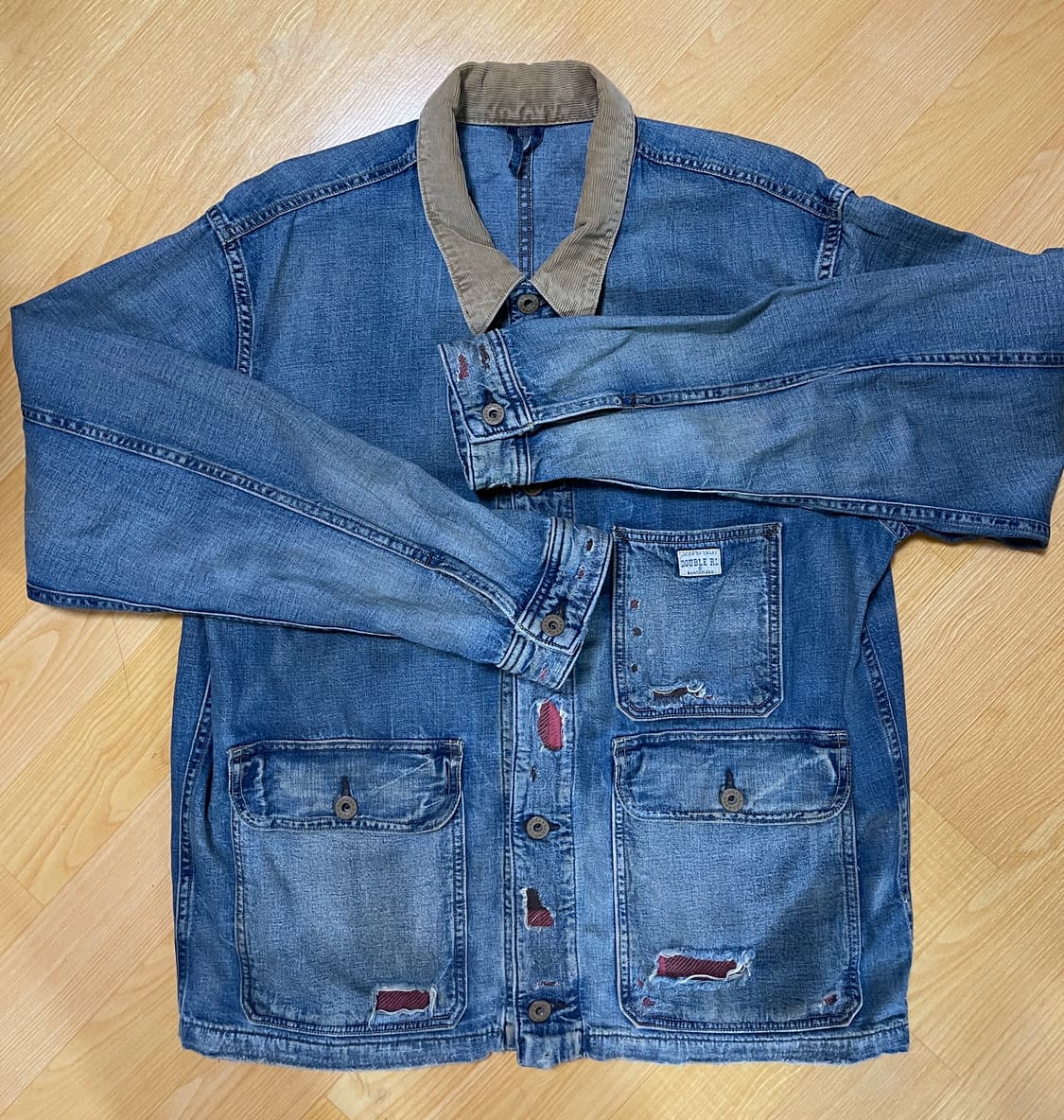 인디고 코튼 리넨 데님 워크 재킷 판매합니다. 상품이미지1