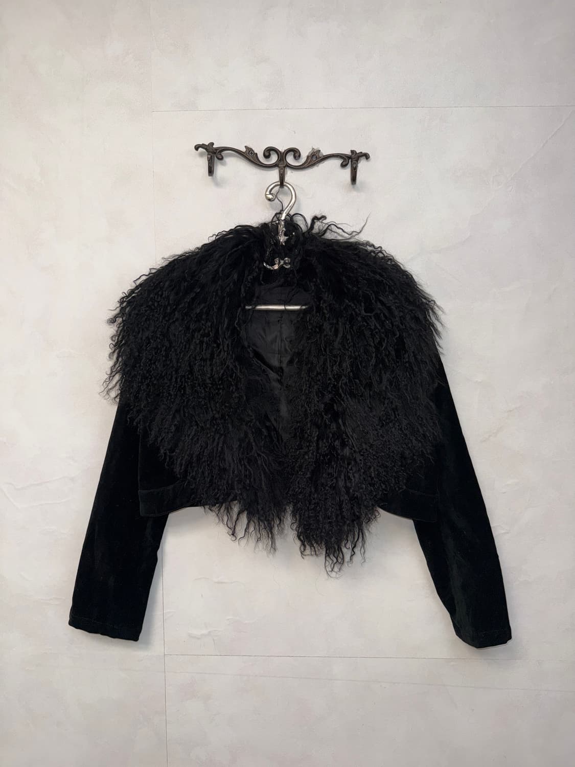 Black grunge hairy fur velvet bolero jk 상품이미지1