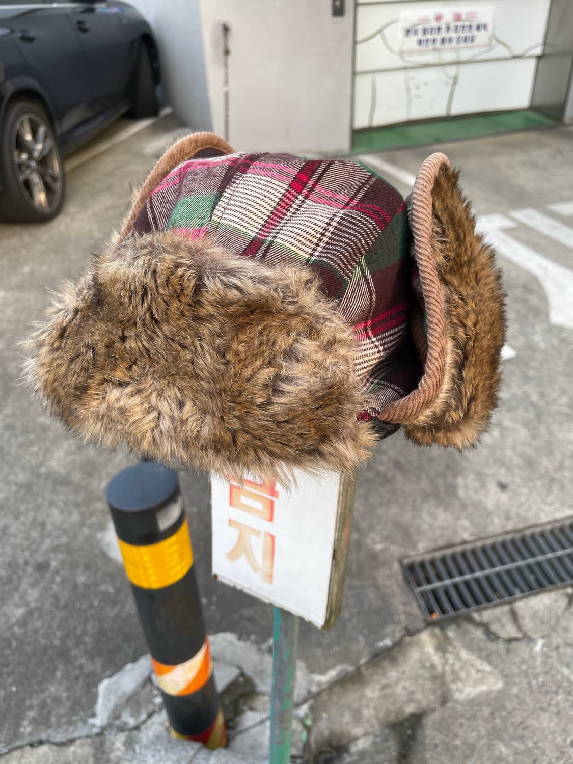 (빈티지)타탄체크 퍼 트리밍 트루퍼 햇 상품이미지2