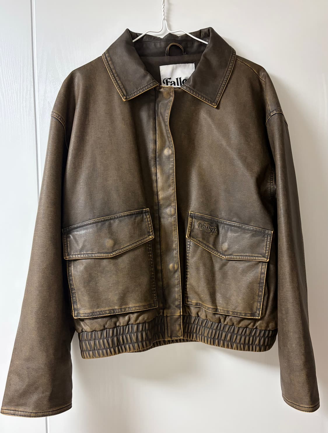 Fallett 팔렛 빈티지 워싱 레더 자켓 브라운 상품이미지3