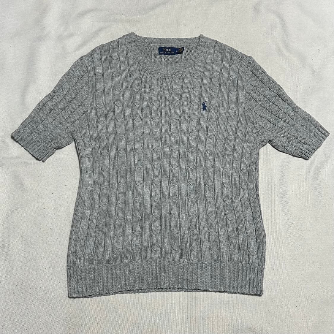 M 폴로랄프로렌 그레이 케이블 반팔 니트 상품이미지2
