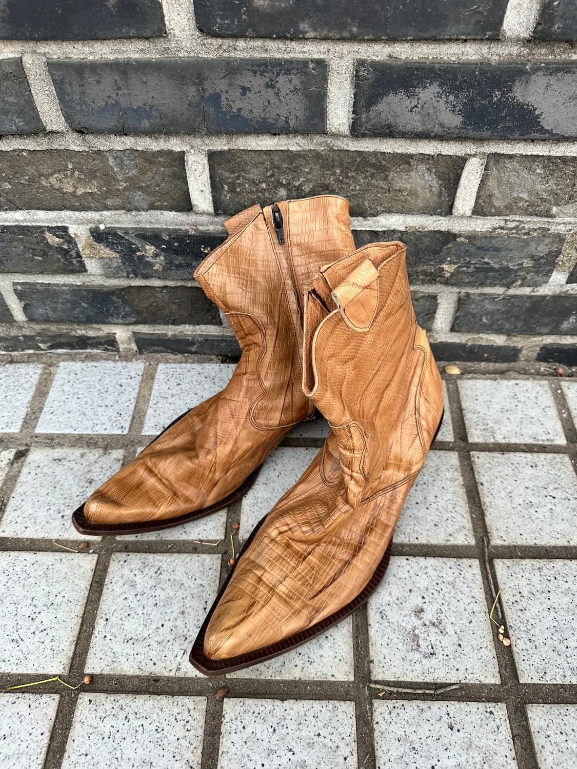 이태리 탄 크록 웨스턴 부츠 상품이미지2