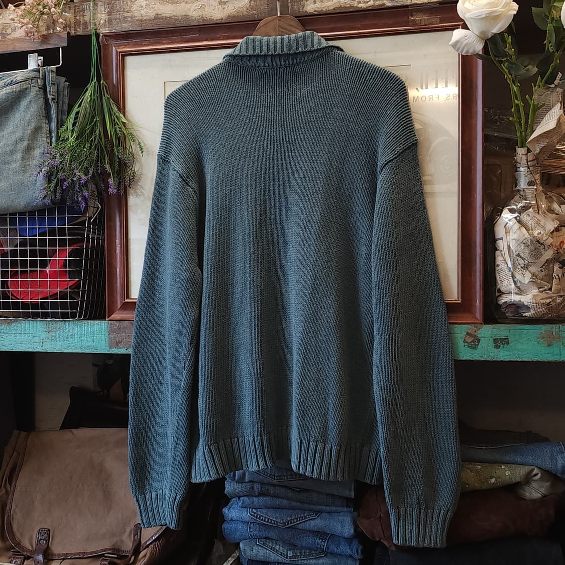 90s 폴로 니트 스키퍼 골지 니트 스웨터 코튼 니트 L 상품이미지4