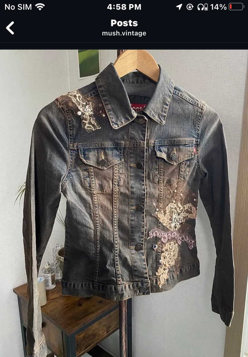 플라워 레이스 패치 데님 재킷 상품이미지2