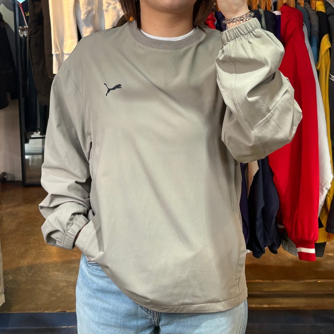 푸마 스몰로고 카키 웜업 상품이미지1