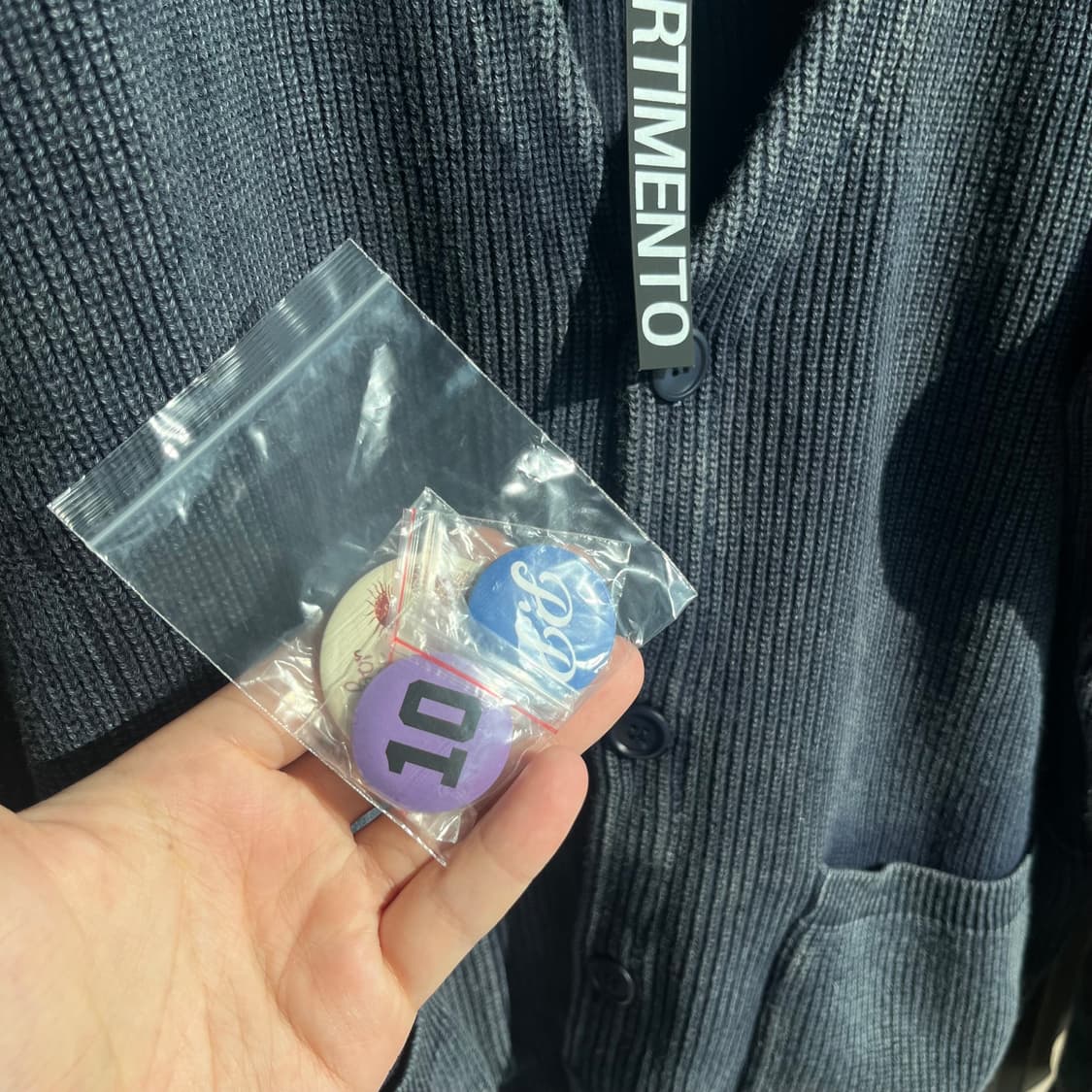 새상품(M)파르티멘토 빈티지 워시드 니트 가디건 네이비 상품이미지5