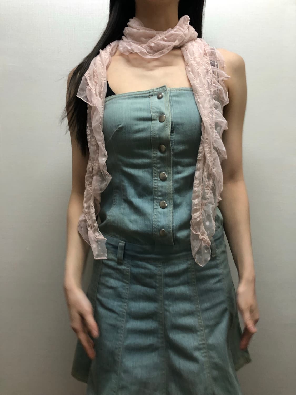빈티지 핑크 프릴 스카프 상품이미지6