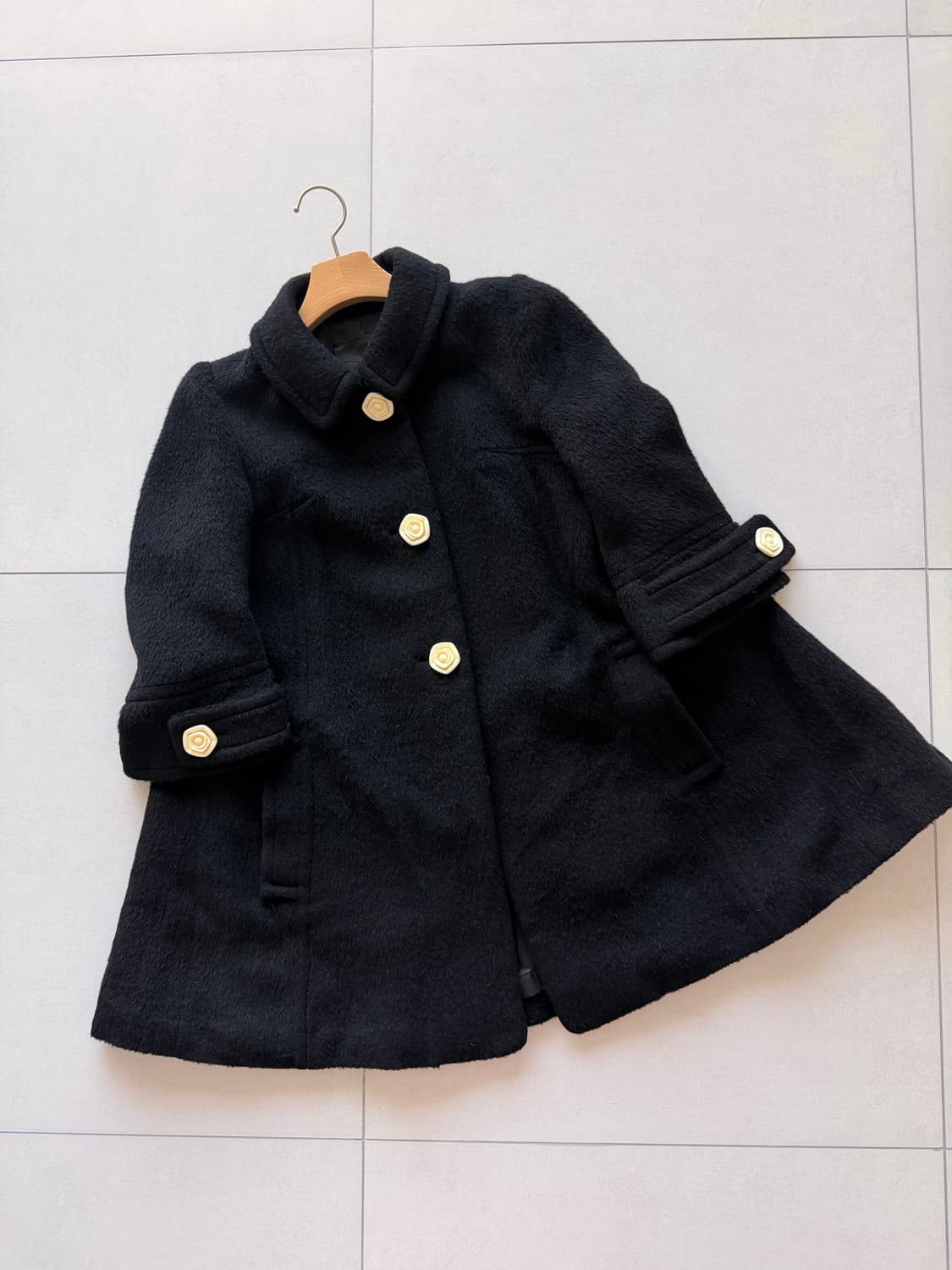 오즈세컨 알파카 모 앙고라 칠부 코트 베이비돌 블랙 모리걸 상품이미지1