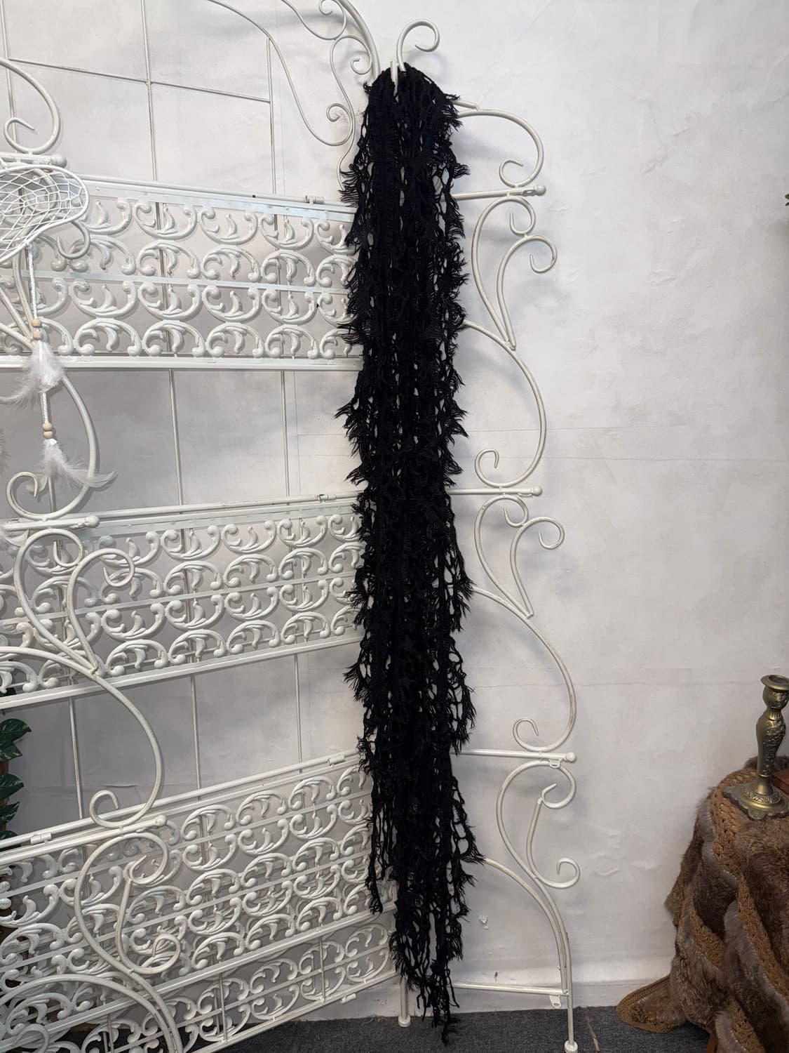 Black grunge net knit maxi muffler 상품이미지4